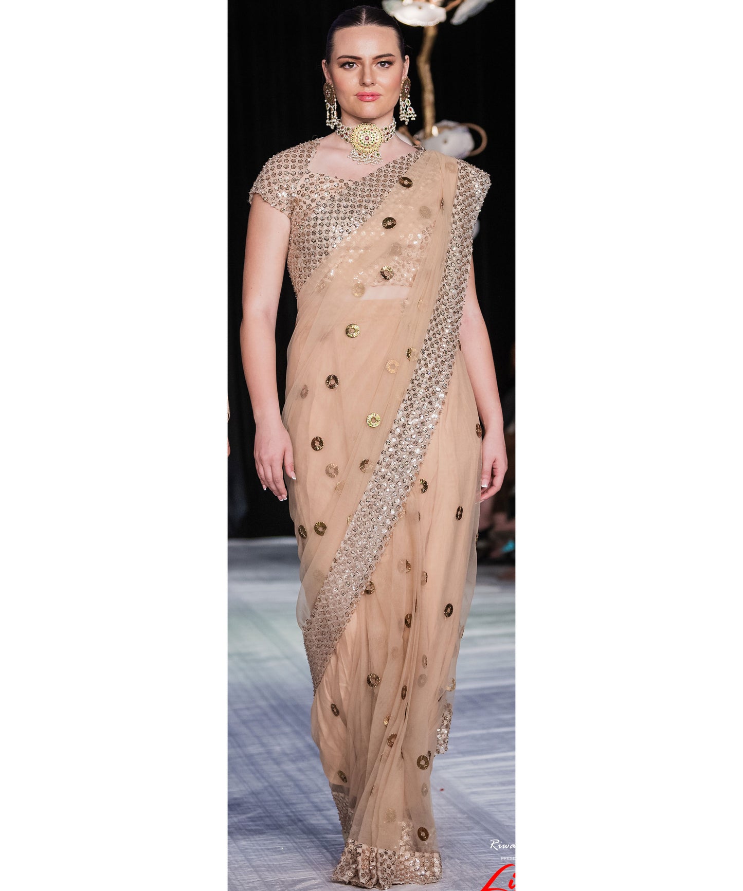 Beige Gold Saree