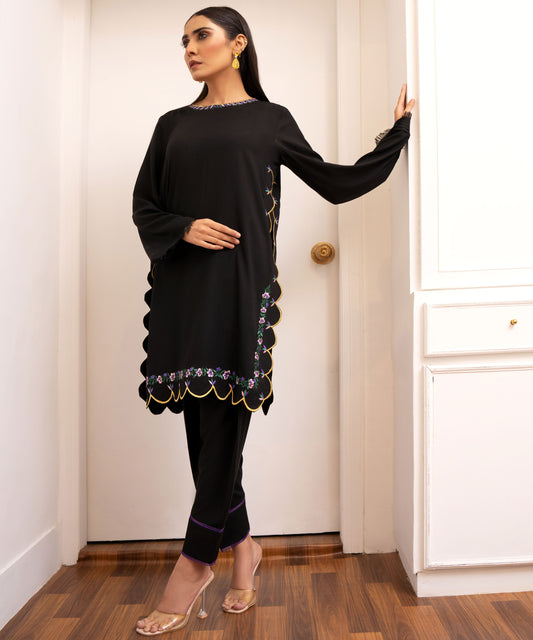 Black Linen & Pashmina Suits for Women