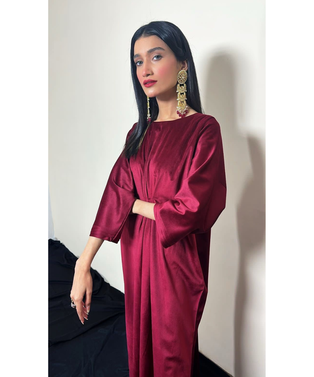 Burgundy Kaftan Dress Price in Pakistan Online