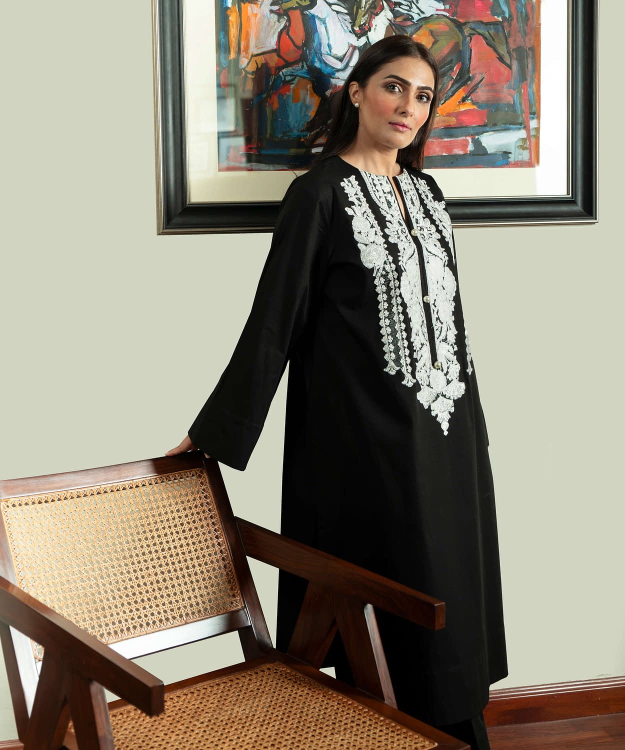Black Colored Kurta with Shalwar for Ladies