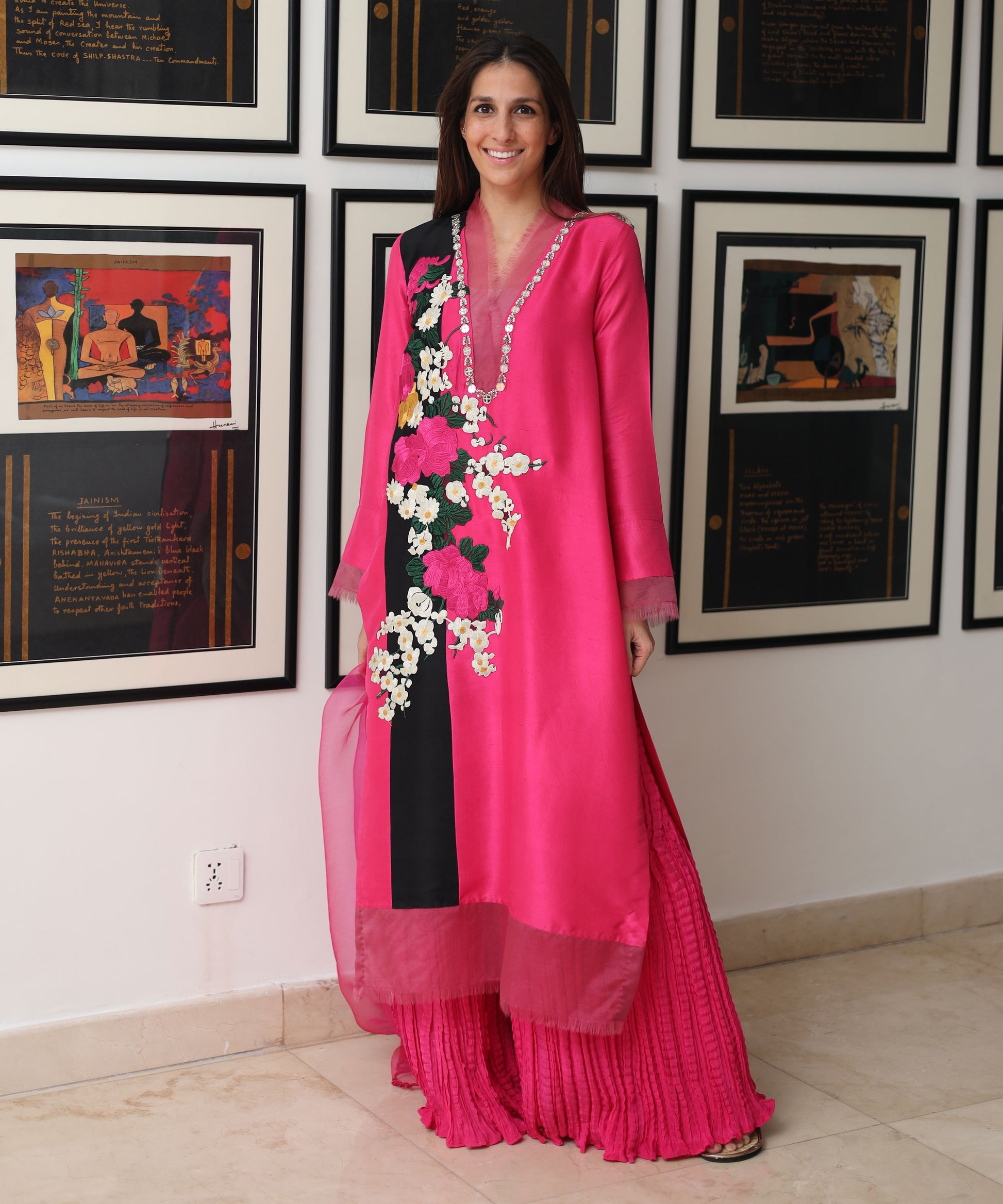 pink silk organza fabric dress